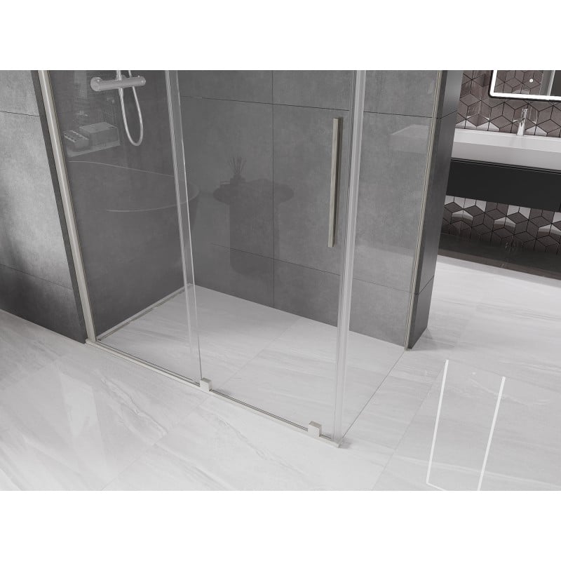 Mexen Velar Duschkabine verschiebbar 150 x 70 cm, transparent, gebürstetes Nickel - 871-150-070-01-97