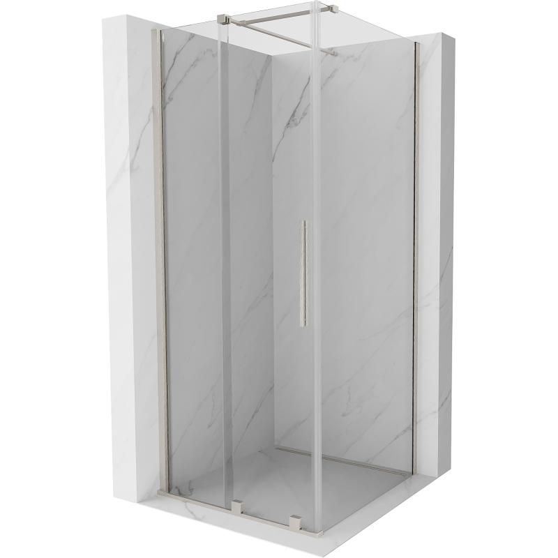 Mexen Velar Duschkabine verschiebbar 90 x 90 cm, transparent, gebürsteter Nickel - 871-090-090-01-97