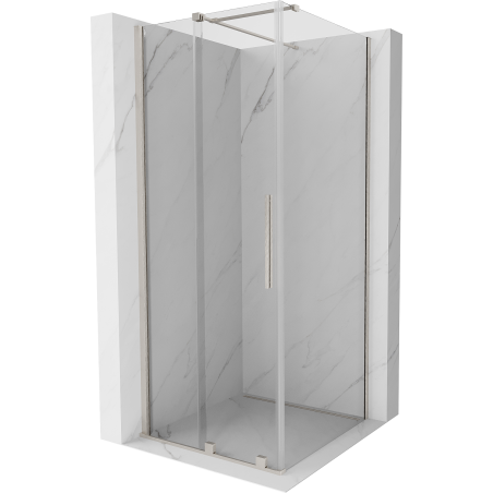Mexen Velar Duschkabine verschiebbar 90 x 90 cm, transparent, gebürsteter Nickel - 871-090-090-01-97