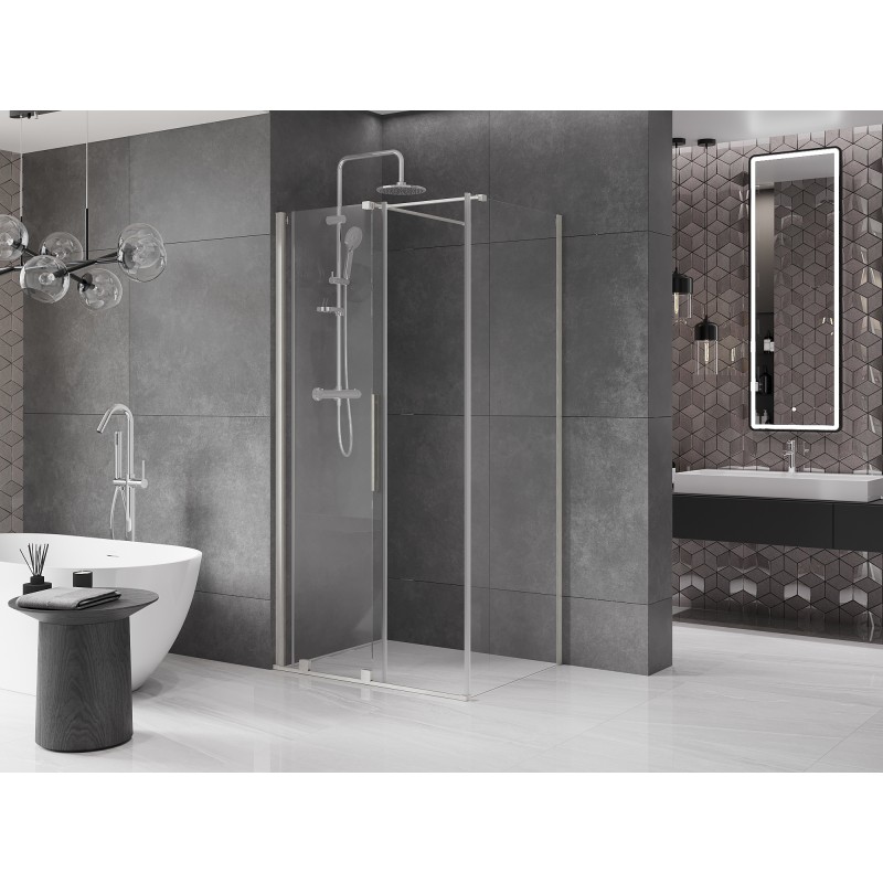 Mexen Velar Schiebetür-Duschkabine 90 x 120 cm, transparent, gebürstetes Nickel - 871-090-120-01-97