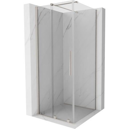 Mexen Velar Duschkabine, schiebbar 100 x 100 cm, transparent, gebürstetes Nickel - 871-100-100-01-97