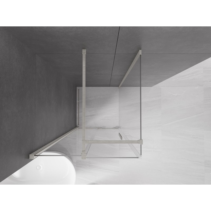 Mexen Velar Duschkabine, schiebbar 100 x 100 cm, transparent, gebürstetes Nickel - 871-100-100-01-97