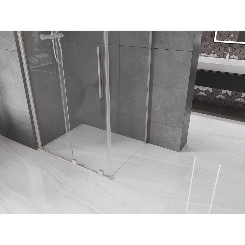 Mexen Velar Duschkabine Schiebetür 110 x 85 cm, transparent, gebürsteter Nickel - 871-110-085-01-97