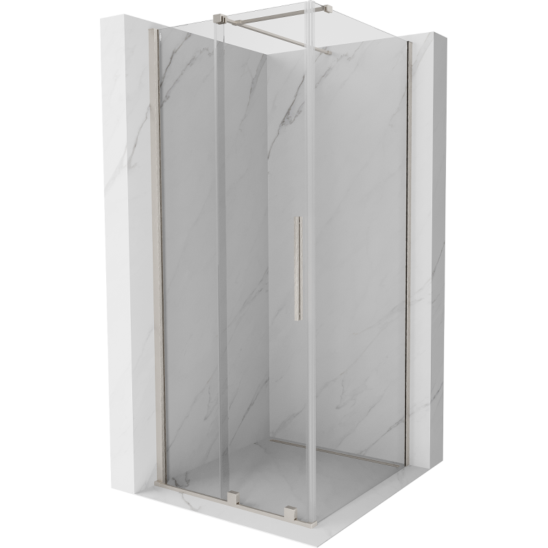 Mexen Velar Duschkabine schiebbar 110 x 110 cm, transparent, gebürsteter Nickel - 871-110-110-01-97
