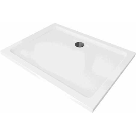 Mexen Flat rechteckige Duschwanne Slim 130 x 80 cm, weiß, schwarzer Siphon - 40108013B