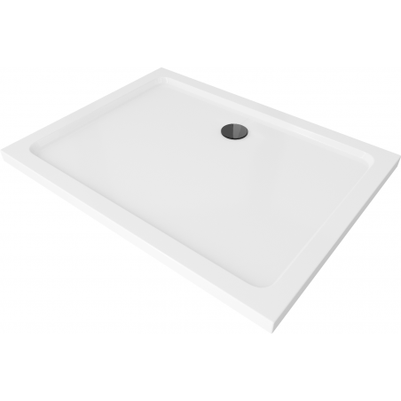 Mexen Flat rechteckige Duschwanne Slim 90 x 80 cm, weiß, schwarzer Siphon - 40108090B