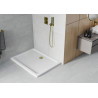 Mexen Flat Rechteckige Duschwanne Slim 120 x 100 cm, weiß, Abfluss in Gold - 40101012G
