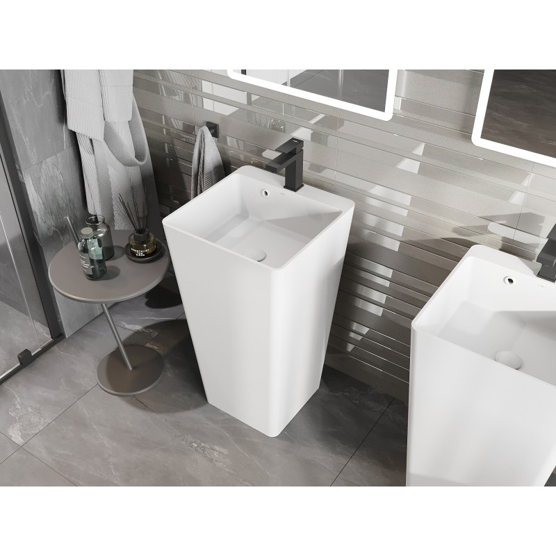 Mexen Neva freistehendes Waschbecken aus Konglomerat 45 x 45 cm, weiß matt - 26614500