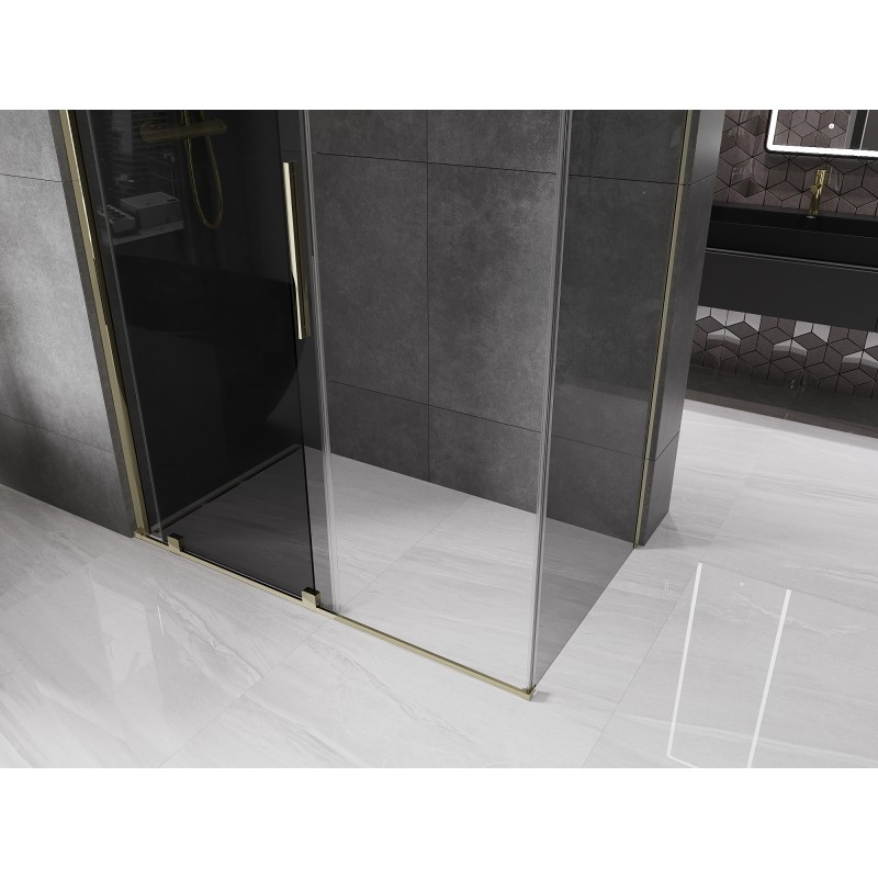 Mexen Velar Schiebeduschkabine 140 x 75 cm, Graphit, Gold - 871-140-075-41-50