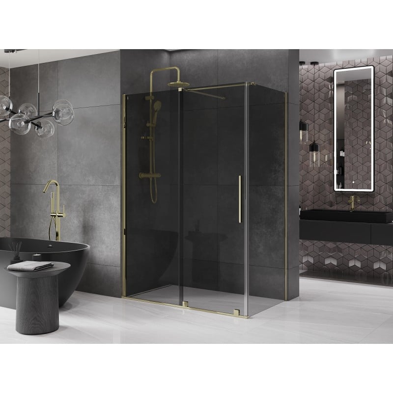 Mexen Velar Duschkabine verschiebbar 150 x 85 cm, grafit, gold - 871-150-085-41-50