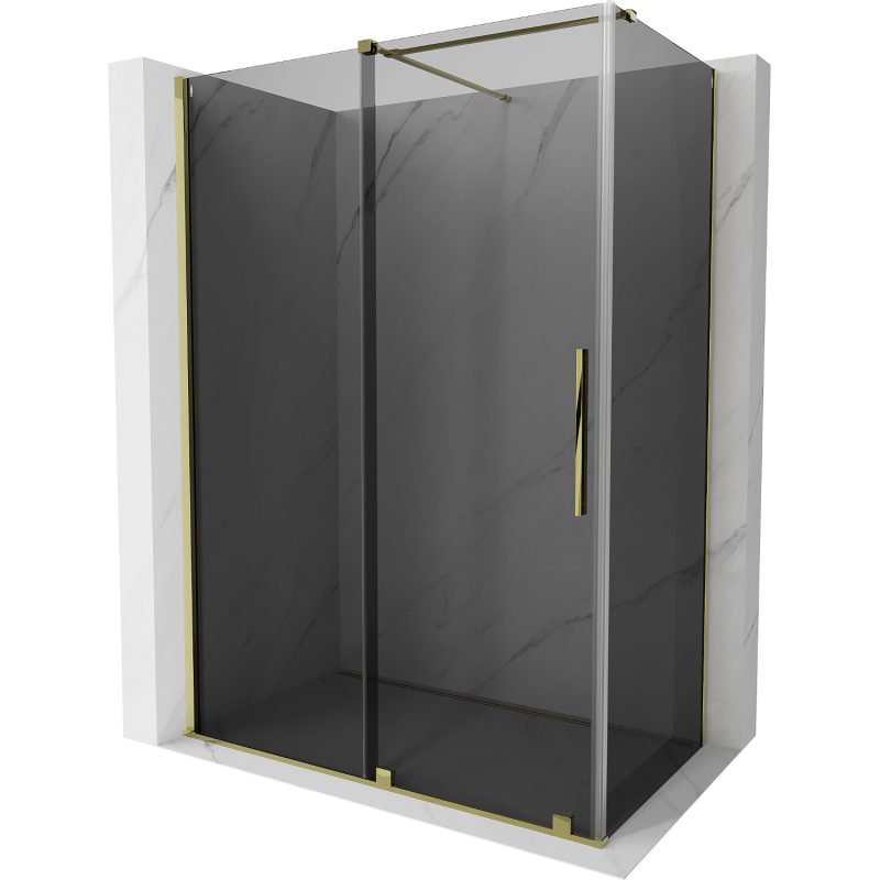 Mexen Velar Schiebedusche 160 x 85 cm, Graphit, Gold - 871-160-085-41-50
