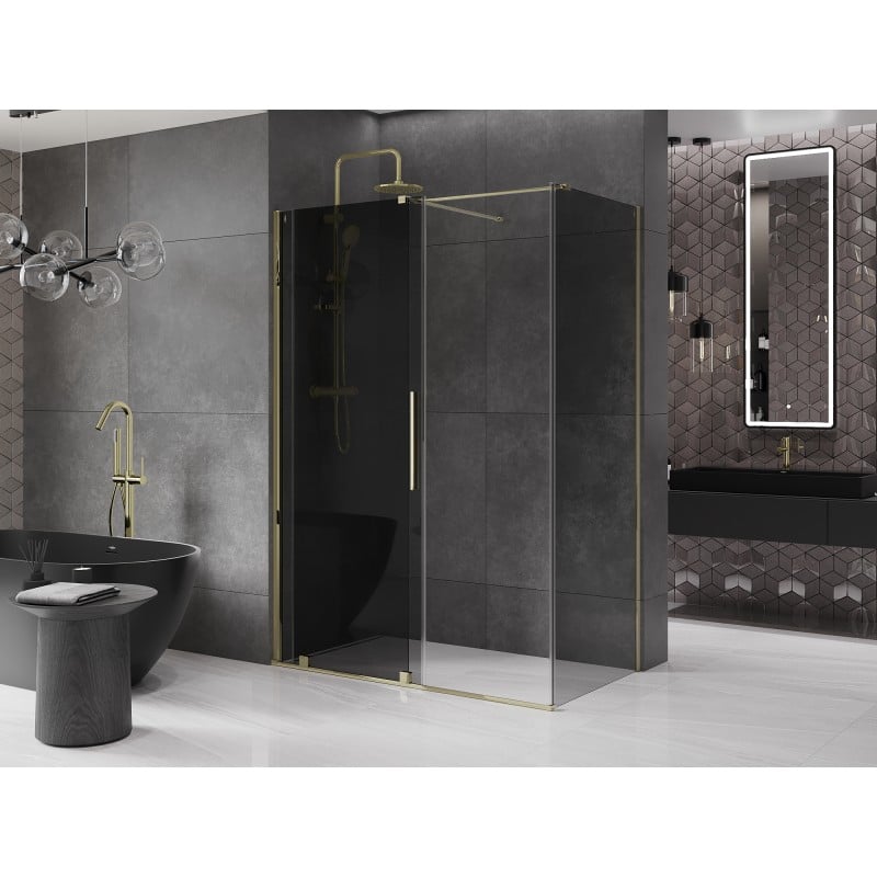 Mexen Velar Duschkabine Schiebetür 160 x 75 cm, Graphit, Gold - 871-160-075-41-50