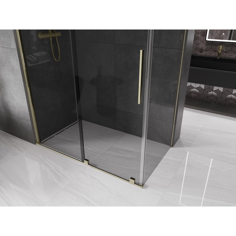 Mexen Velar Duschkabine Schiebetür 150 x 90 cm, Graphit, Gold - 871-150-090-41-50