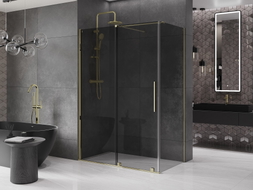 Mexen Velar Duschkabine Schiebetür 140 x 85 cm, Graphit, Gold - 871-140-085-41-50