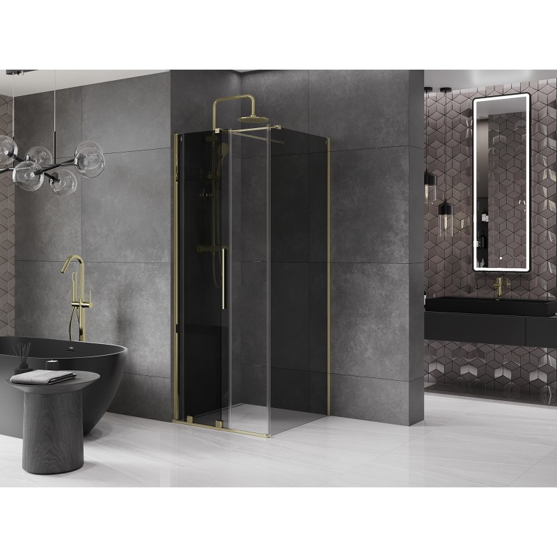 Mexen Velar Duschkabine, Schiebetür 90 x 90 cm, Grafit, Gold - 871-090-090-41-50