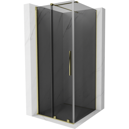 Mexen Velar Schiebeduschkabine 100 x 100 cm, Graphit, Gold - 871-100-100-41-50