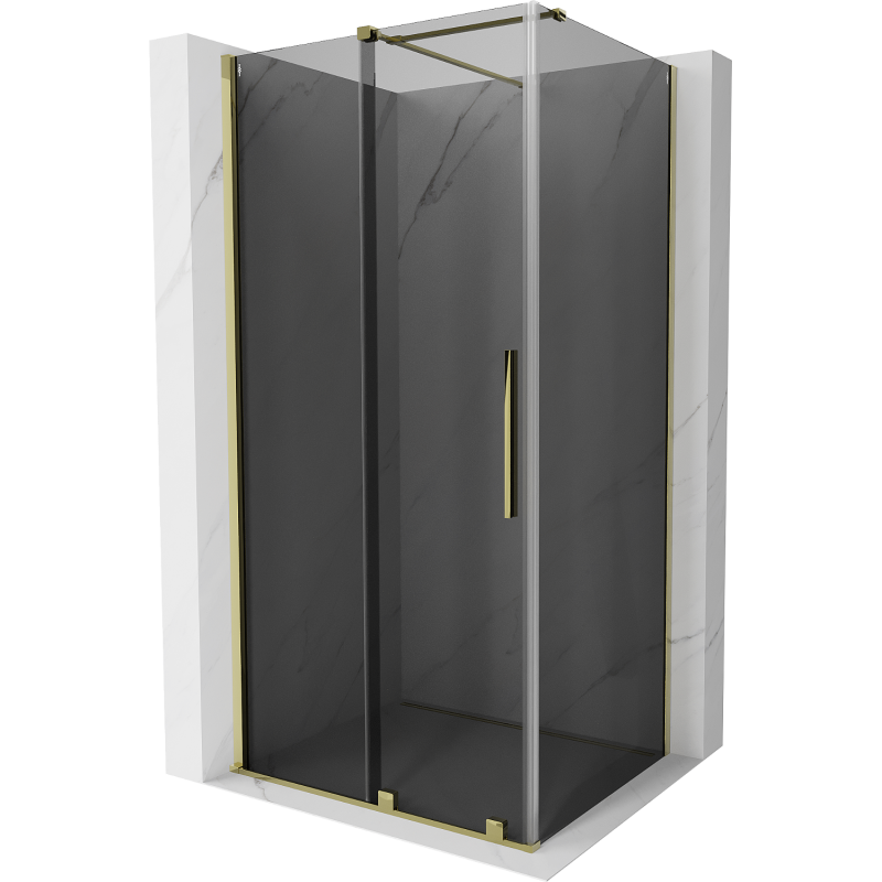 Mexen Velar Duschkabine verschiebbar 90 x 75 cm, Graphit, Gold - 871-090-075-41-50