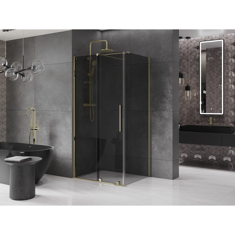 Mexen Velar Schiebeduschkabine 100 x 90 cm, Graphit, Gold - 871-100-090-41-50