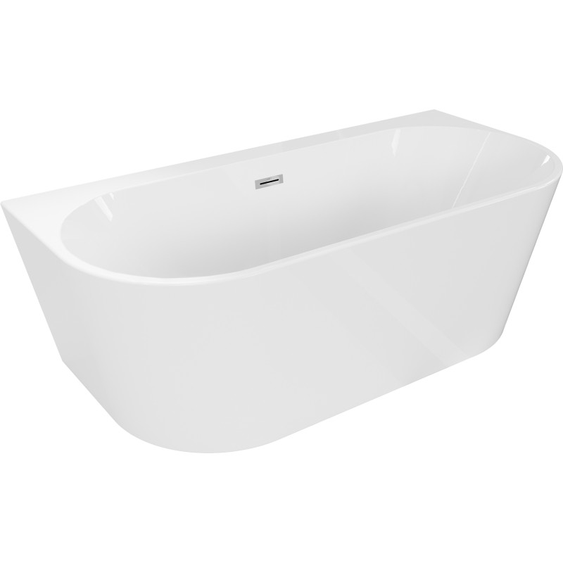 Mexen Oval+ freistehende, wandnahe Badewanne 170 x 80 cm, weiß, Überlauf Chrom - 52681708000-01