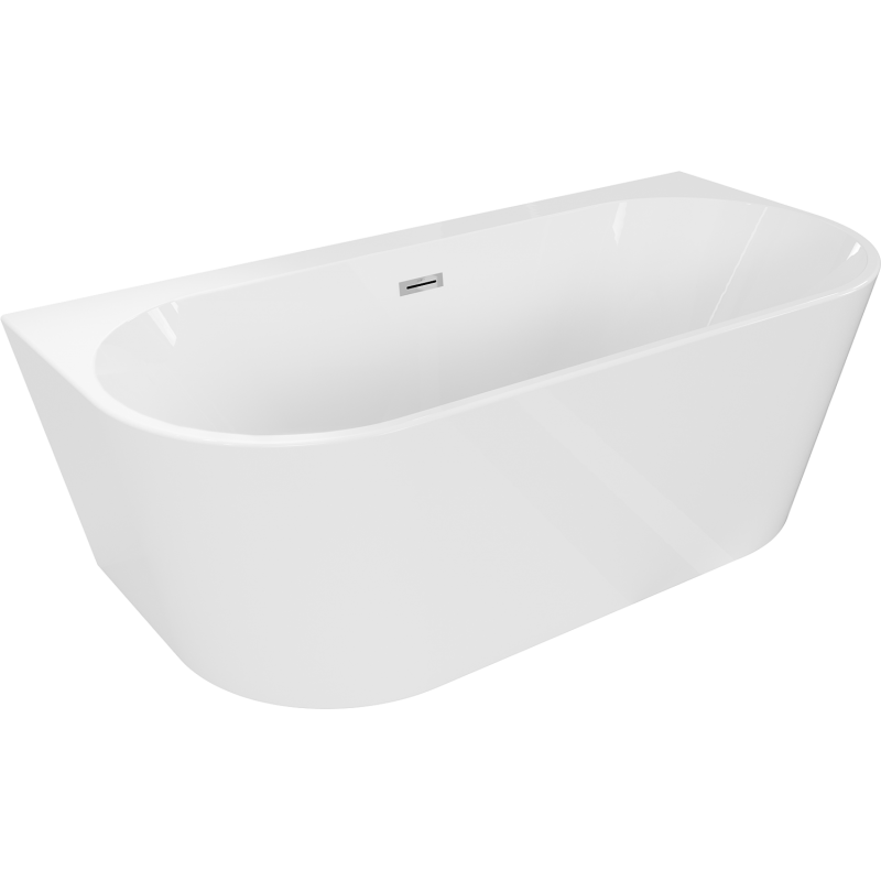 Mexen Oval+ freistehende Wanne an der Wand 170 x 80 cm, weiß, Chromüberlauf - 52681708000-01