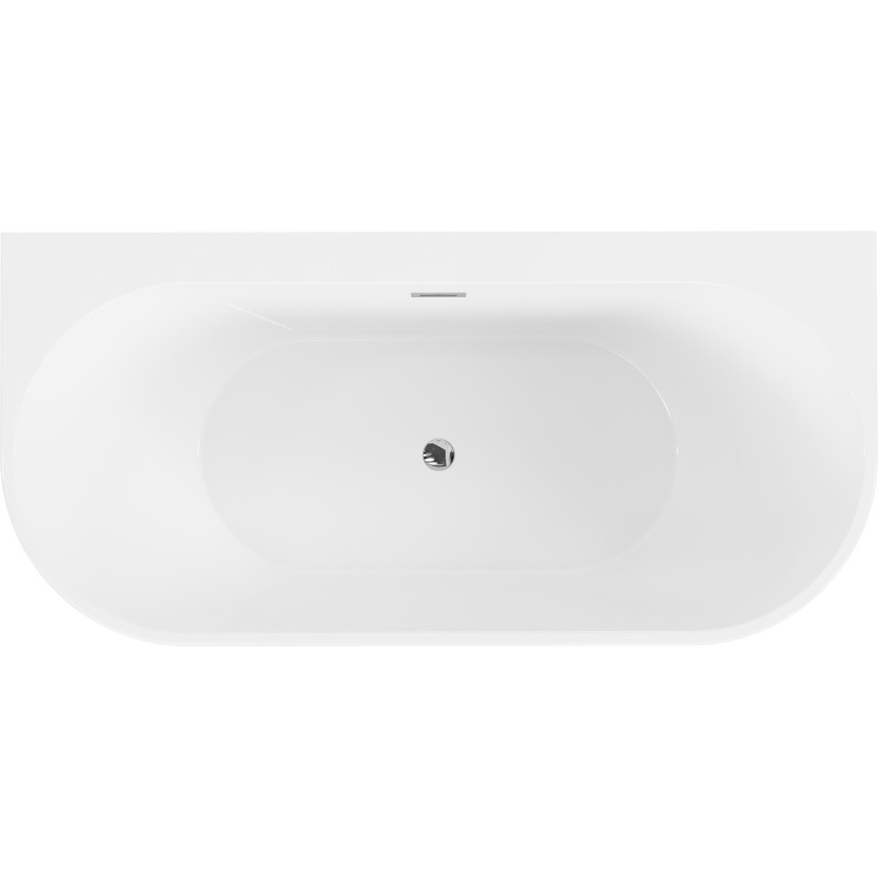 Mexen Oval+ freistehende, wandnahe Badewanne 170 x 80 cm, weiß, Überlauf Chrom - 52681708000-01