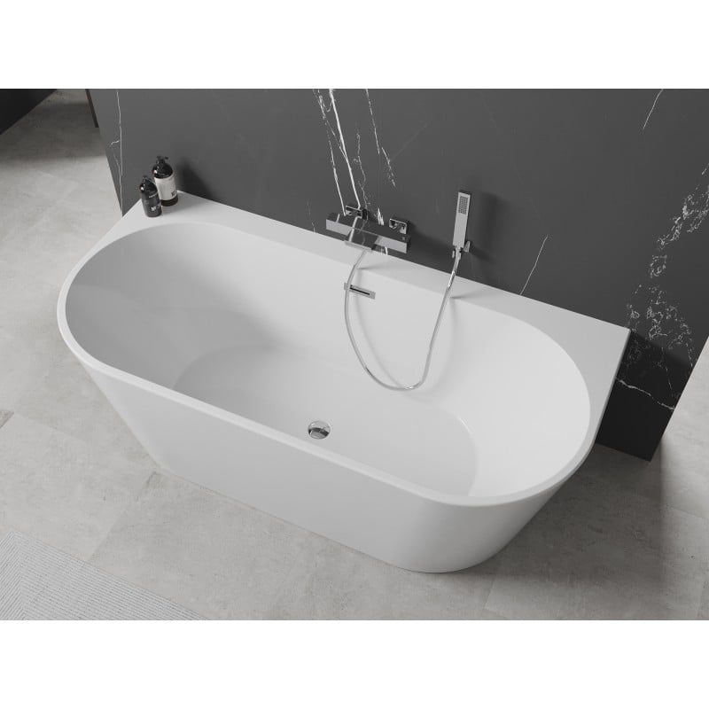 Mexen Oval+ freistehende Wanne an der Wand 170 x 80 cm, weiß, Chromüberlauf - 52681708000-01