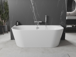 Mexen Oval+ freistehende, wandnahe Badewanne 170 x 80 cm, weiß, Überlauf Chrom - 52681708000-01