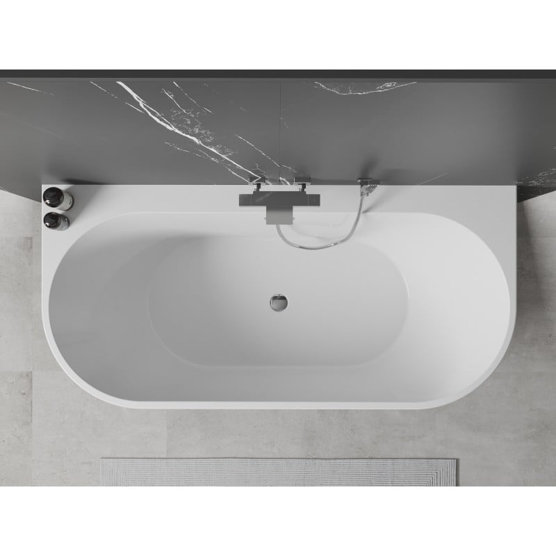 Mexen Oval+ freistehende Wanne an der Wand 170 x 80 cm, weiß, Chromüberlauf - 52681708000-01