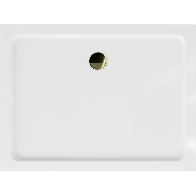 Mexen Flat rechteckige Duschwanne slim 100 x 80 cm, weiß, goldener Siphon - 40108010G