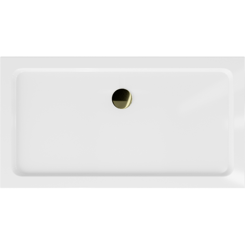 Mexen Flat rechteckige Duschwanne Slim 120 x 70 cm, weiß, goldener Siphon - 40107012G