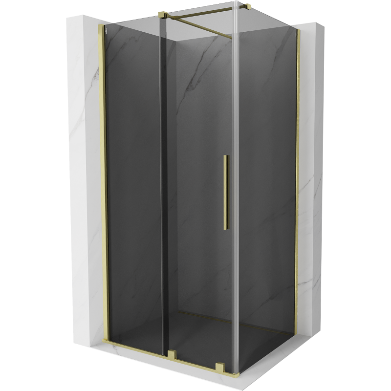Mexen Velar Duschkabine Schiebetür 100 x 80 cm, Graphit, gebürstetes Gold - 871-100-080-41-55