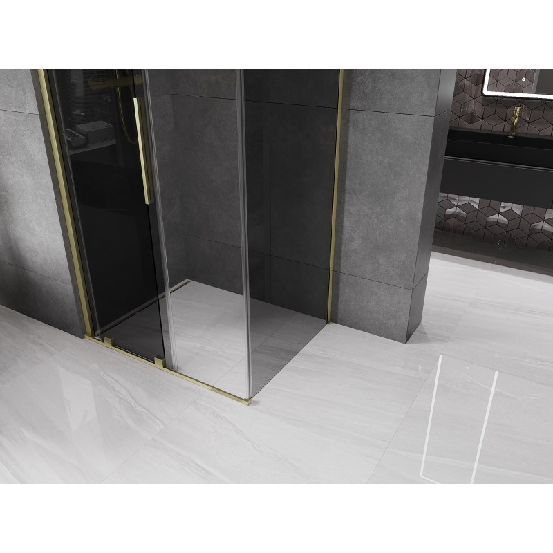 Mexen Velar Duschkabine Schiebetür 90 x 120 cm, graphite, gebürstetes Gold - 871-090-120-41-55