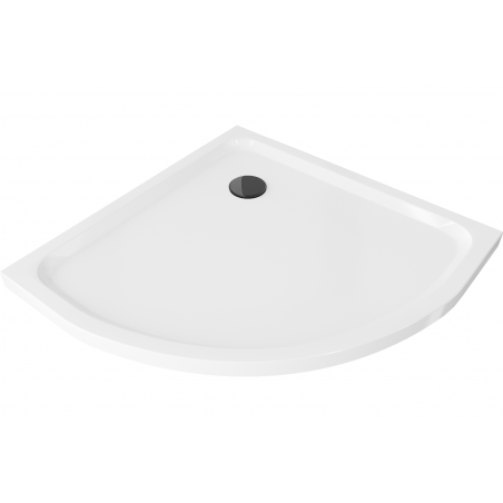 Mexen Flat Halbrunde flache Duschwanne 90 x 90 cm, weiß, schwarzer Siphon - 41109090B