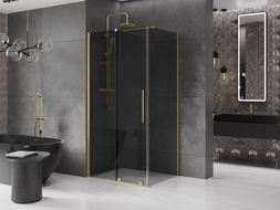 Mexen Velar Schiebetür-Duschkabine 110 x 75 cm, graphit, gebürstetes Gold - 871-110-075-41-55