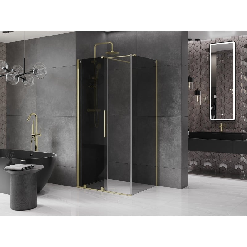 Mexen Velar verschiebbare Duschkabine 110 x 120 cm, grafit, gebürstetes Gold - 871-110-120-41-55