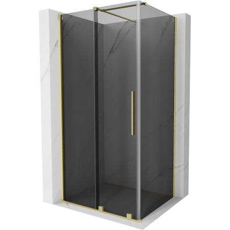 Mexen Velar Duschkabine Schiebetür 120 x 70 cm, Graphit, gebürstetes Gold - 871-120-070-41-55