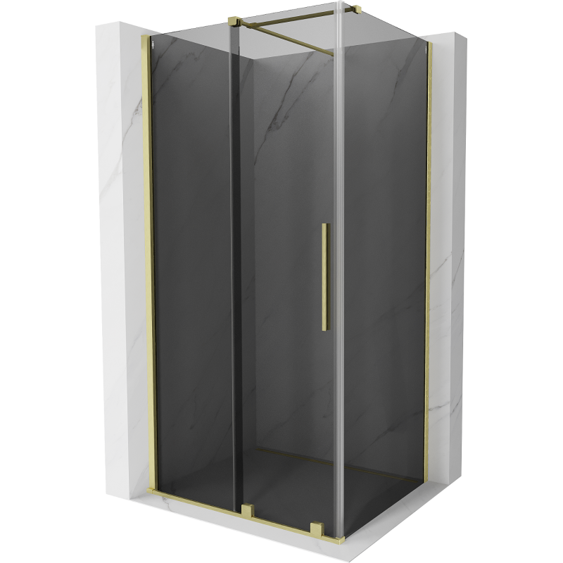 Mexen Velar verschiebbare Duschkabine 110 x 120 cm, grafit, gebürstetes Gold - 871-110-120-41-55