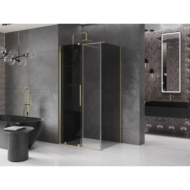 Mexen Velar Schiebedusche 120 x 110 cm, Graphit, gebürstetes Gold - 871-120-110-41-55