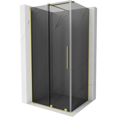 Mexen Velar Duschkabine Schiebetür 120 x 75 cm, Graphit, gebürstetes Gold - 871-120-075-41-55