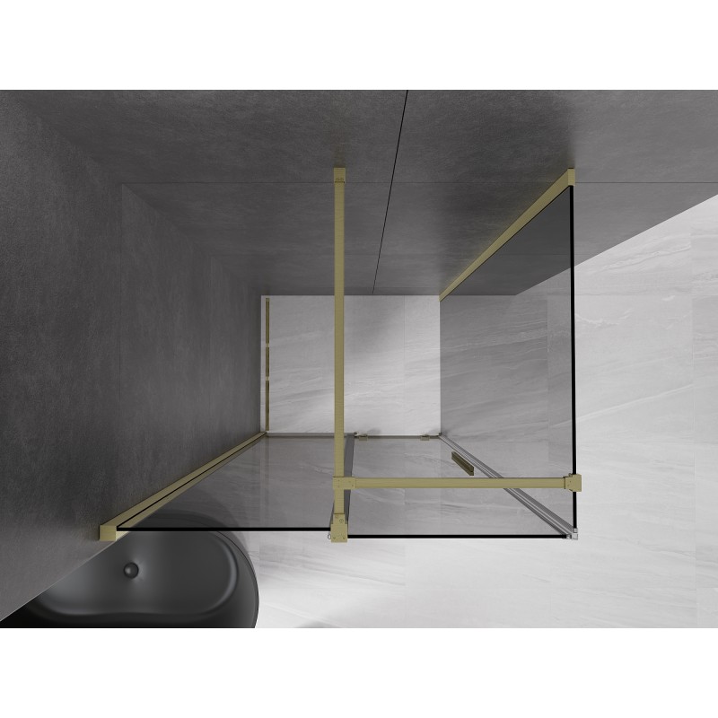 Mexen Velar Schiebetür-Duschkabine 120 x 80 cm, graphit, gebürstetes Gold - 871-120-080-41-55