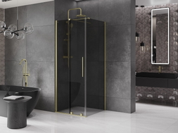 Mexen Velar Duschkabine schiebbar 120 x 120 cm, graphit, gebürstetes Gold - 871-120-120-41-55