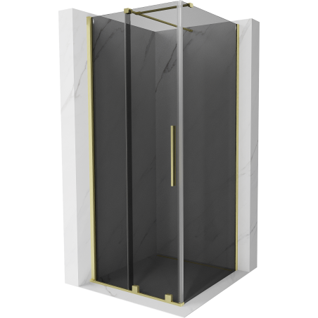 Mexen Velar Duschkabine Schiebetür 110 x 110 cm, Graphit, gebürstetes Gold - 871-110-110-41-55