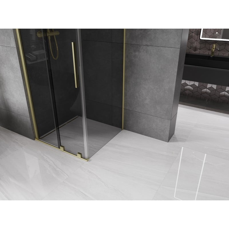 Mexen Velar Duschkabine schiebbar 120 x 120 cm, graphit, gebürstetes Gold - 871-120-120-41-55