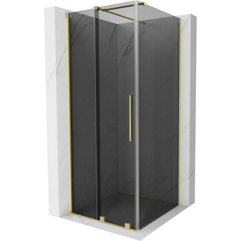 Mexen Velar Schiebeduschkabine 100 x 100 cm, Graphit, gebürstetes Gold - 871-100-100-41-55