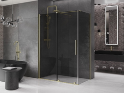 Mexen Velar Duschkabine, 130 x 75 cm, Graphit, gebürstetes Gold - 871-130-075-41-55