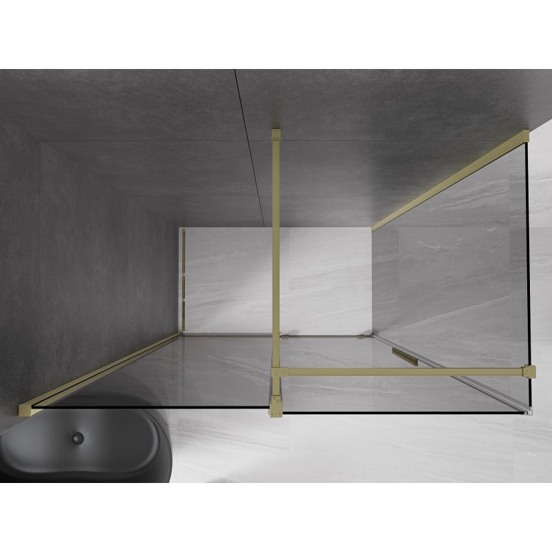 Mexen Velar Duschabtrennung Schiebetür 130 x 70 cm, grafit, gebürstetes Gold - 871-130-070-41-55