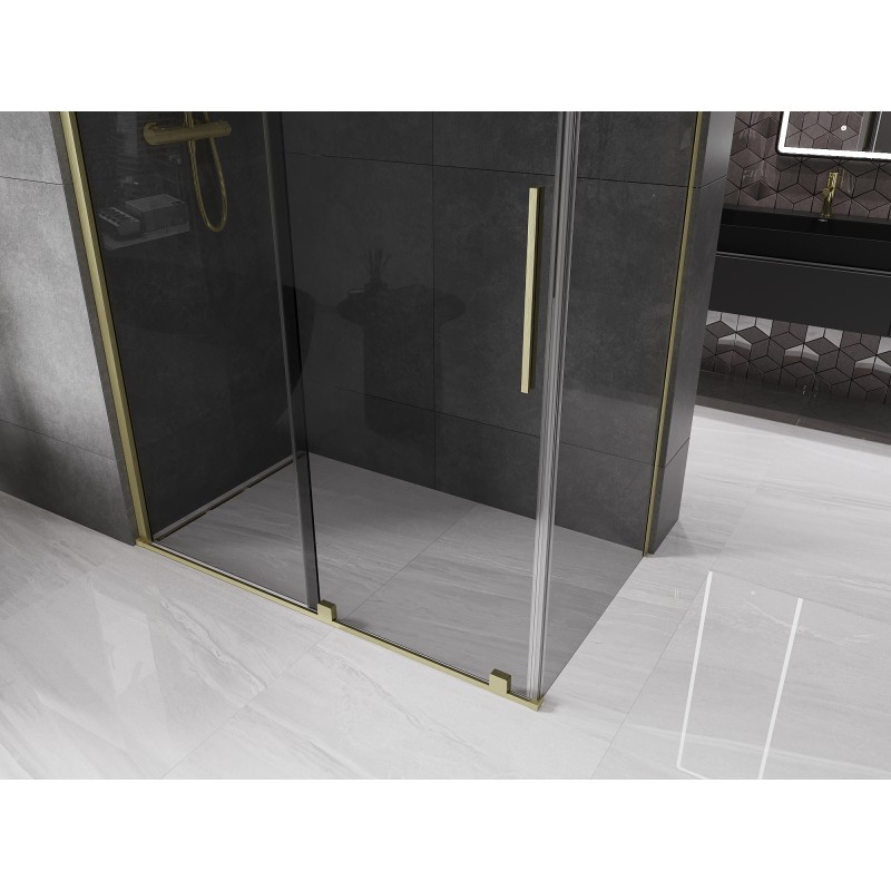 Mexen Velar Schiebedusche 140 x 70 cm, Graphit, gebürstetes Gold - 871-140-070-41-55