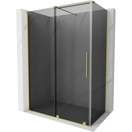 Mexen Velar Schiebeduschkabine 150 x 70 cm, graphit, gebürstetes Gold - 871-150-070-41-55