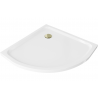 Mexen Flat Halbrunde Duschwanne Slim 90 x 90 cm, Weiß, Goldener Siphon - 41109090G