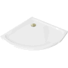 Mexen Flat Slim Duschwanne halbkreisförmig 80 x 80 cm, weiß, goldener Siphon - 41108080G